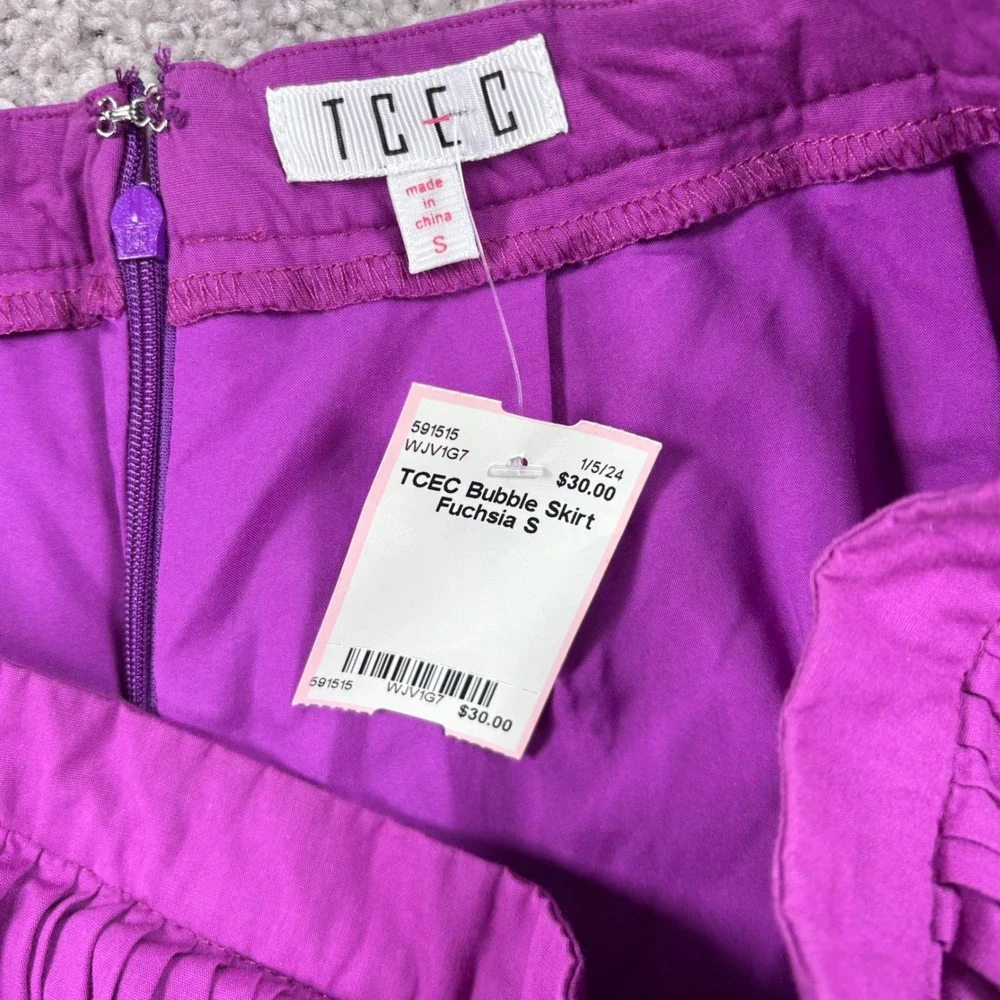 TCEC Fuchsia Purple Bubble Mini Skirt Pleated Cotton Party Event CS3426 Womens S